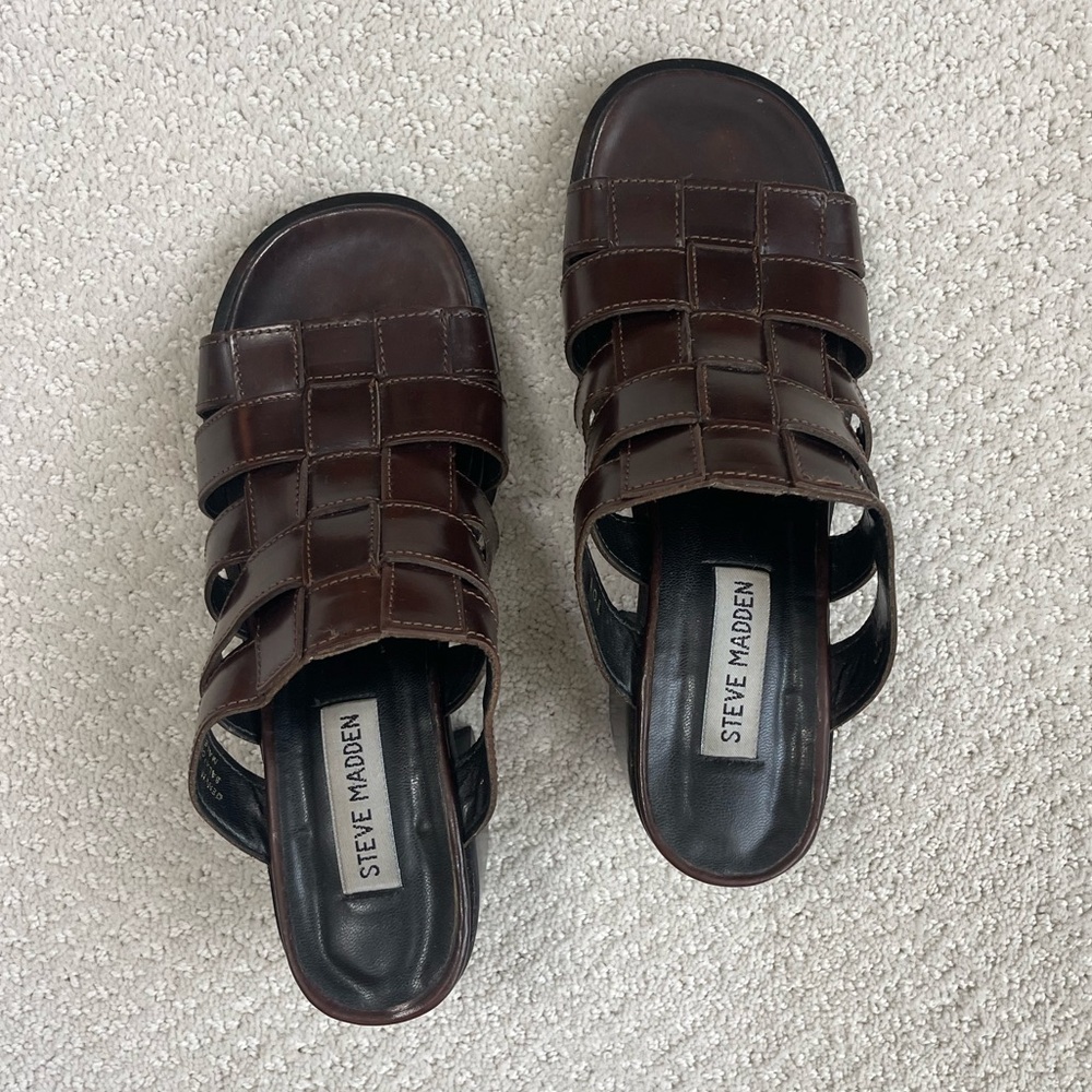 90s Vintage Steve Madden Leather Chunky Heel